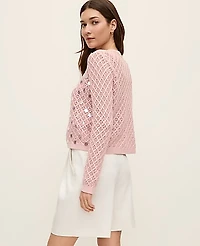Ann Taylor Petite Sequin Open Cardigan Rose Veil Women's