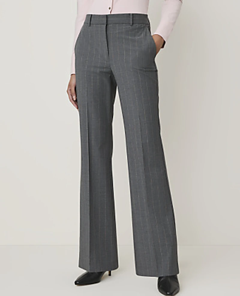 Ann Taylor The Pinstripe High Rise Trouser Bi-Stretch Dark Neutral Women's