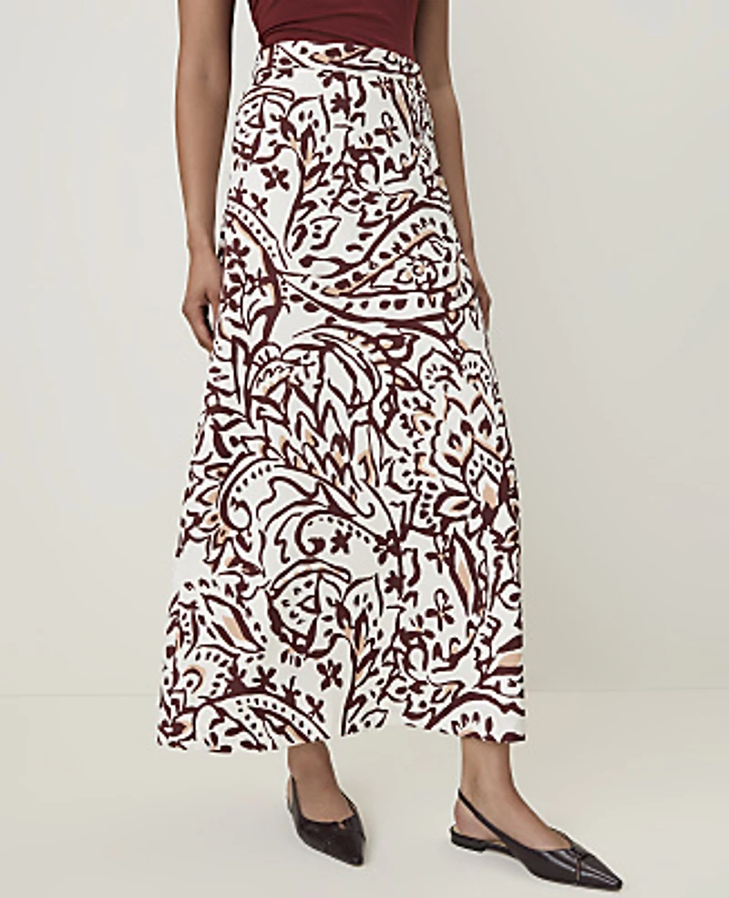 Ann Taylor Paisley Maxi Skirt Satin Popcorn B Women's