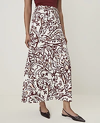 Ann Taylor Paisley Maxi Skirt Satin Popcorn B Women's