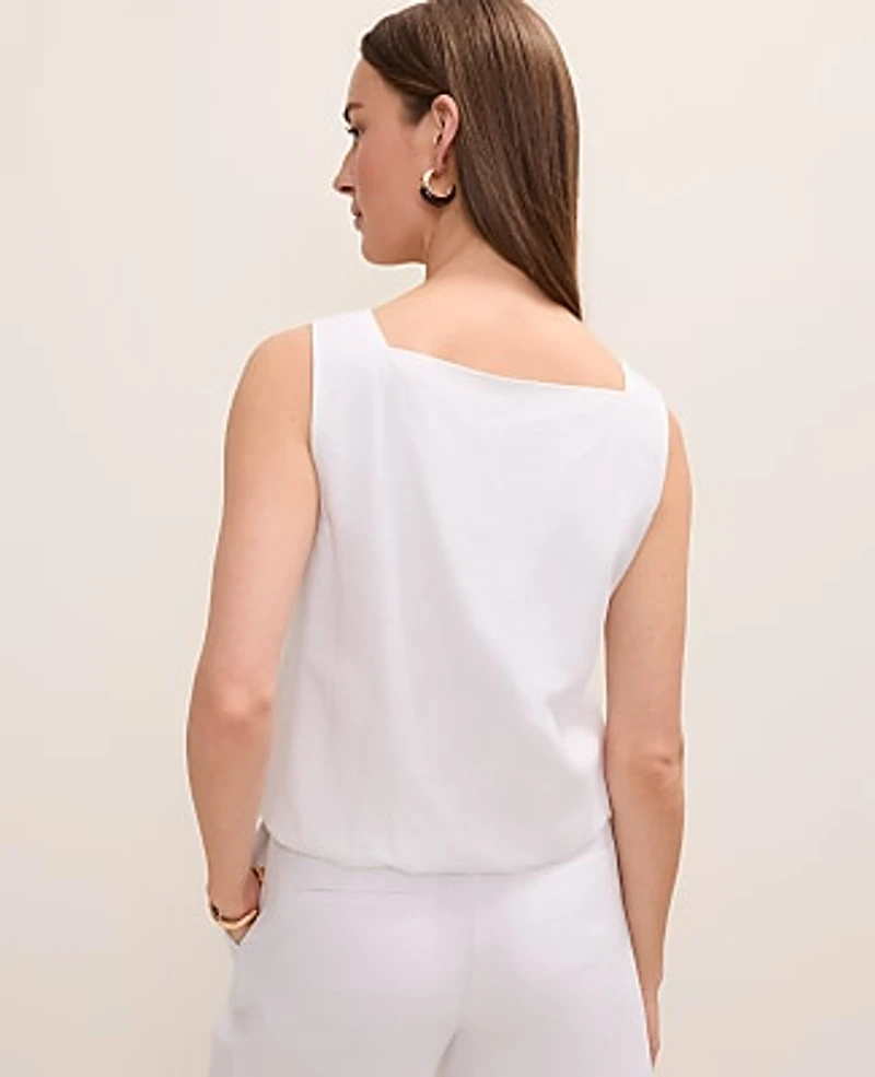 Ann Taylor Bubble Hem Top Linen Blend Women's
