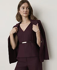 Ann Taylor The Petite Sleeveless V-Neck Top Seasonless Stretch Classic Burgundy Women's