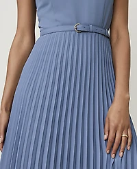 Ann Taylor Petite Sleeveless Pleated Midi Dress Cool Dusk Women's