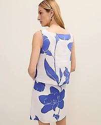 Ann Taylor Floral Tank Top Linen Dream Blue Women's