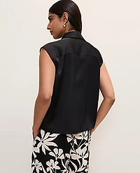 Ann Taylor Collared Satin Blouse Women's