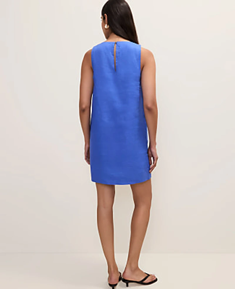 Ann Taylor Petite Shift Dress Linen Dream Blue Women's