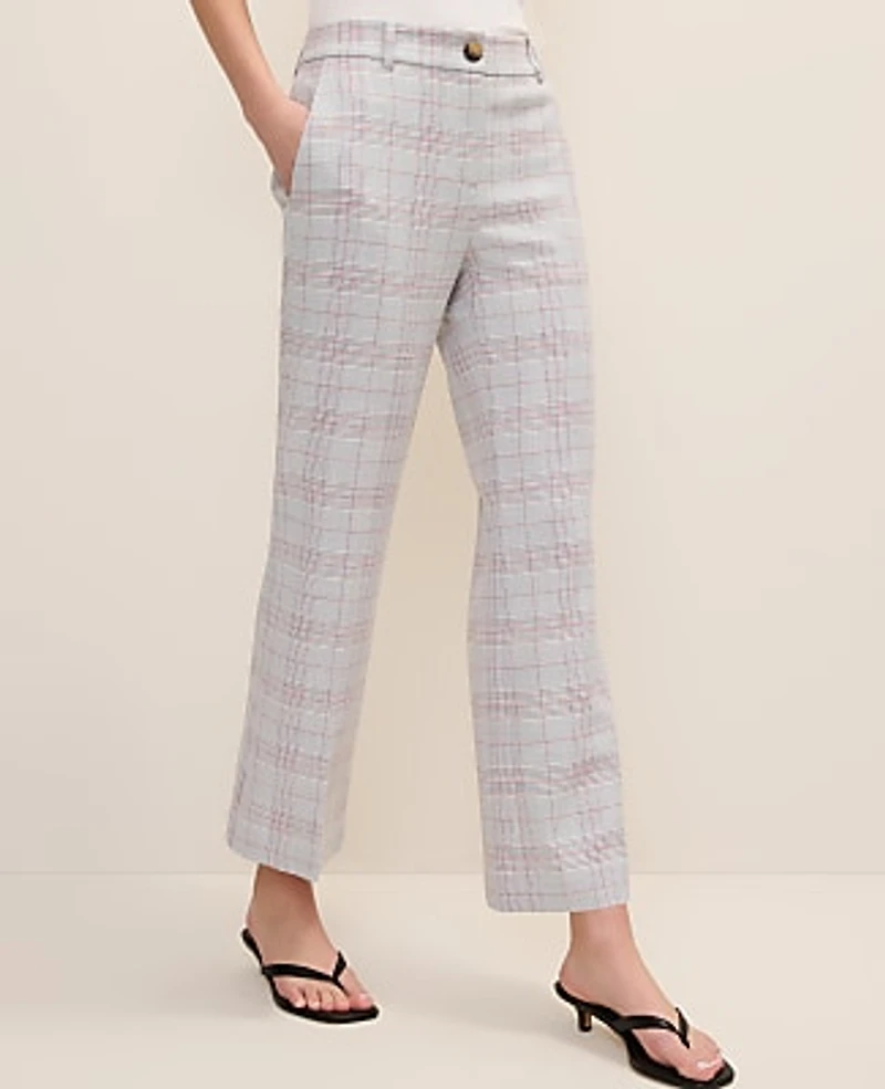 Ann Taylor The Jayne Crop Trouser Plaid Navy/Red Multi Women's