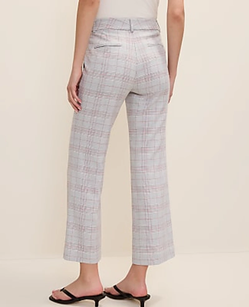 Ann Taylor The Jayne Crop Trouser Plaid Navy/Red Multi Women's
