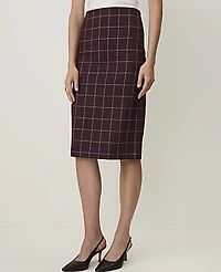 Ann Taylor The Pencil Skirt Windowpane Burgundy Women's
