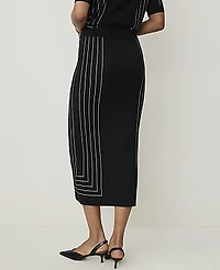 Ann Taylor Petite Geo Jacquard Midi Sweater Skirt Black/White Combo Women's