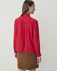 Ann Taylor Bow Blouse Bright Poppy Women's