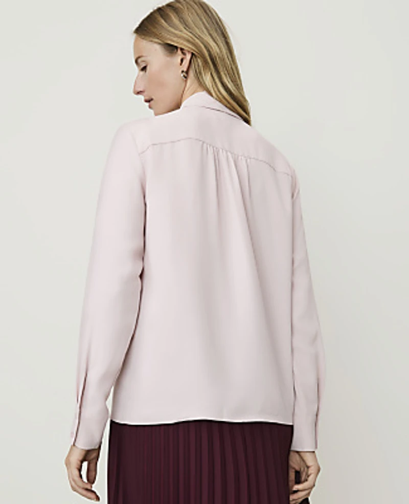 Ann Taylor Bow Blouse Mother Of Pearl Women's