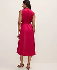 Ann Taylor Petite Belted Flare Midi Dress Granita Women's