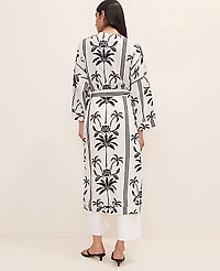 Ann Taylor Palm Tree Belted Kimono Winter White Women's