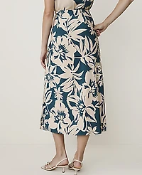 Ann Taylor Floral Bias Midi Slip Skirt Sail Cloth Women's