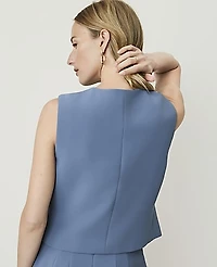 Ann Taylor The Petite Cropped Vest Fluid Crepe Cool Dusk Women's