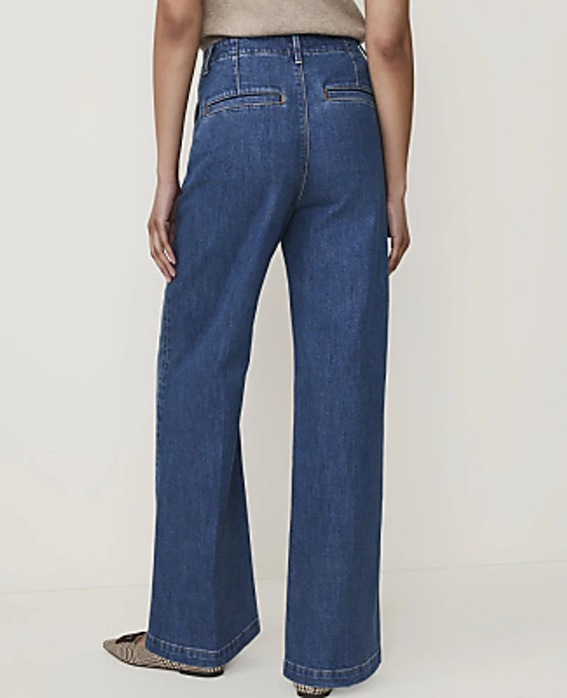 Ann Taylor The Petite Darted Waist Trouser Jean Luxe Medium Wash Women's