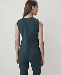 Ann Taylor The Crew Neck Cutaway Vest Ponte Ponderosa Pine Women's