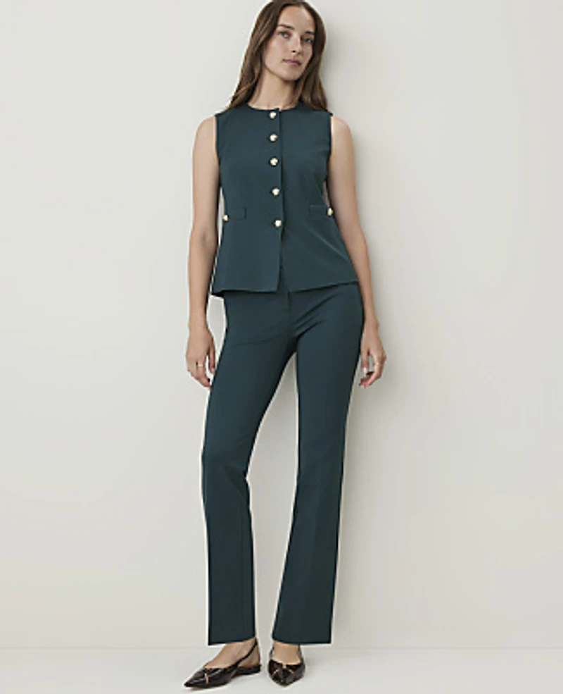 Ann Taylor The Crew Neck Cutaway Vest Ponte Ponderosa Pine Women's