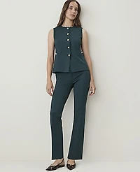 Ann Taylor The Crew Neck Cutaway Vest Ponte Ponderosa Pine Women's