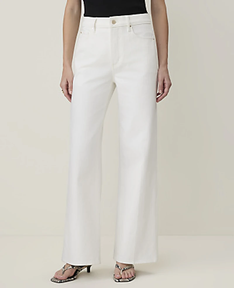 Ann Taylor Weekend Wide-Leg Jean Ivory Women's