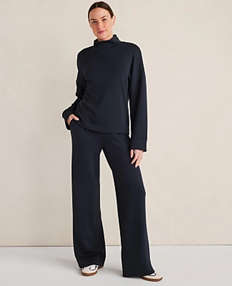 Ann Taylor Haven Well Within Soft Knit Mock Neck Top Nightfall Blue Women's