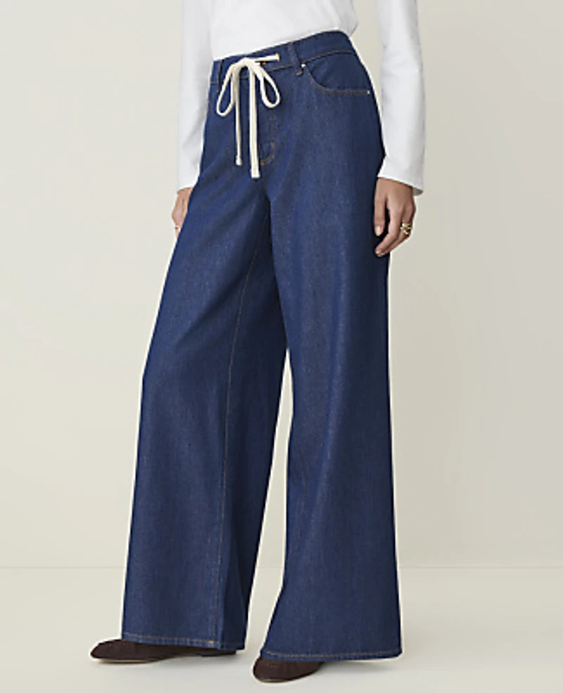 Ann Taylor Weekend Palazzo Jean Classic Rinse Wash Women's