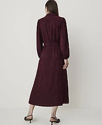 Ann Taylor Paisley Belted Midi Shirtdress Purest Plum Women's