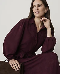Ann Taylor Paisley Belted Midi Shirtdress Purest Plum Women's