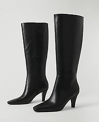 Ann Taylor Leather Skinny Heel Tall Boot Black Women's