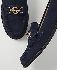 Ann Taylor Hardware Embellished Suede Loafer Women's