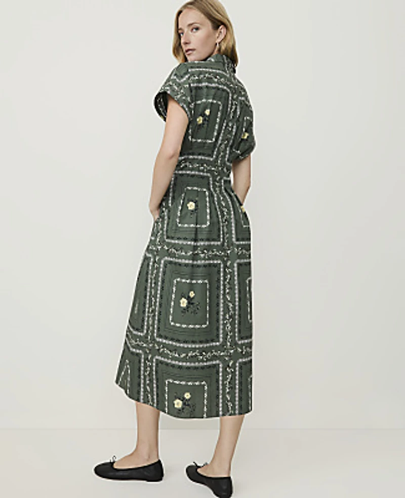 Ann Taylor Petite Weekend Floral Midi Shirtdress Winding Ivy Women's