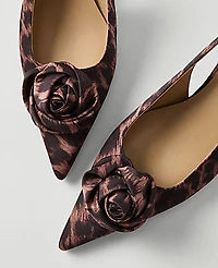 Ann Taylor Animal Print Rosette Slingback Pump Brown Multi Women's