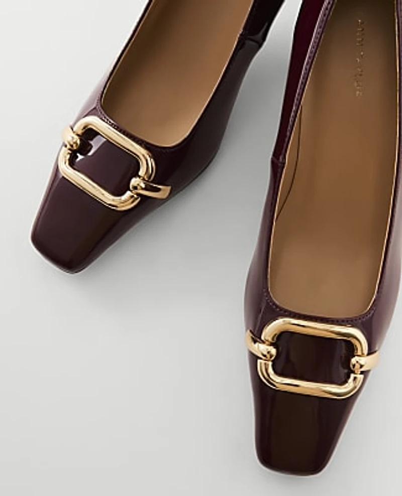 Ann Taylor Patent Leather Buckle Pump Oxblood Women's