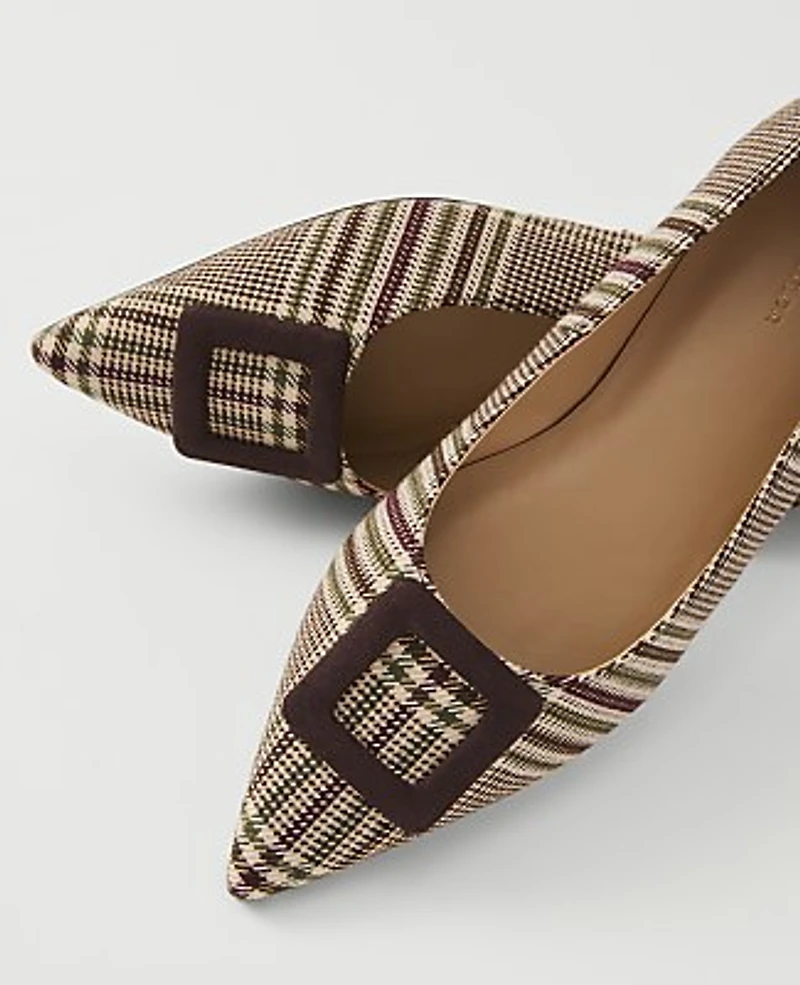 Ann Taylor Plaid Buckle Flat Pure Chocolate Women's