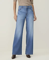 Ann Taylor Weekend Wide-Leg Jean Luxe Medium Wash Women's
