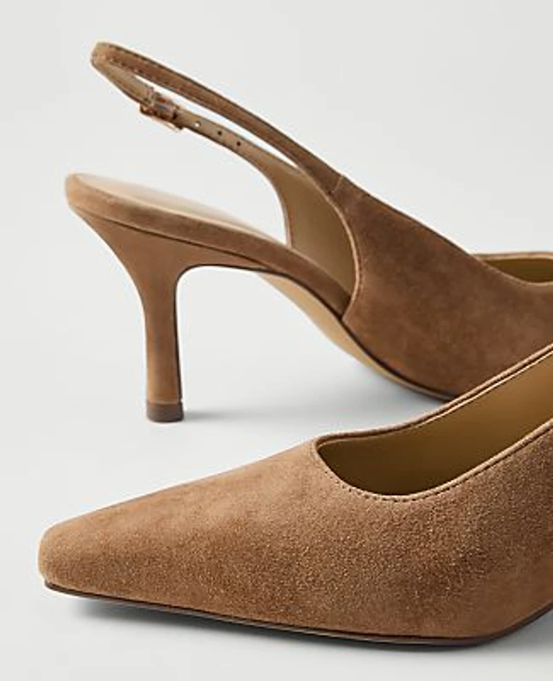 Ann Taylor Suede Slingback Pump Coffee Bean Women's