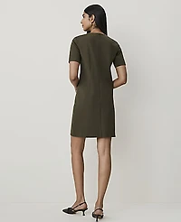 Ann Taylor Petite Button Pocket Shift Dress Caper Shadow Women's