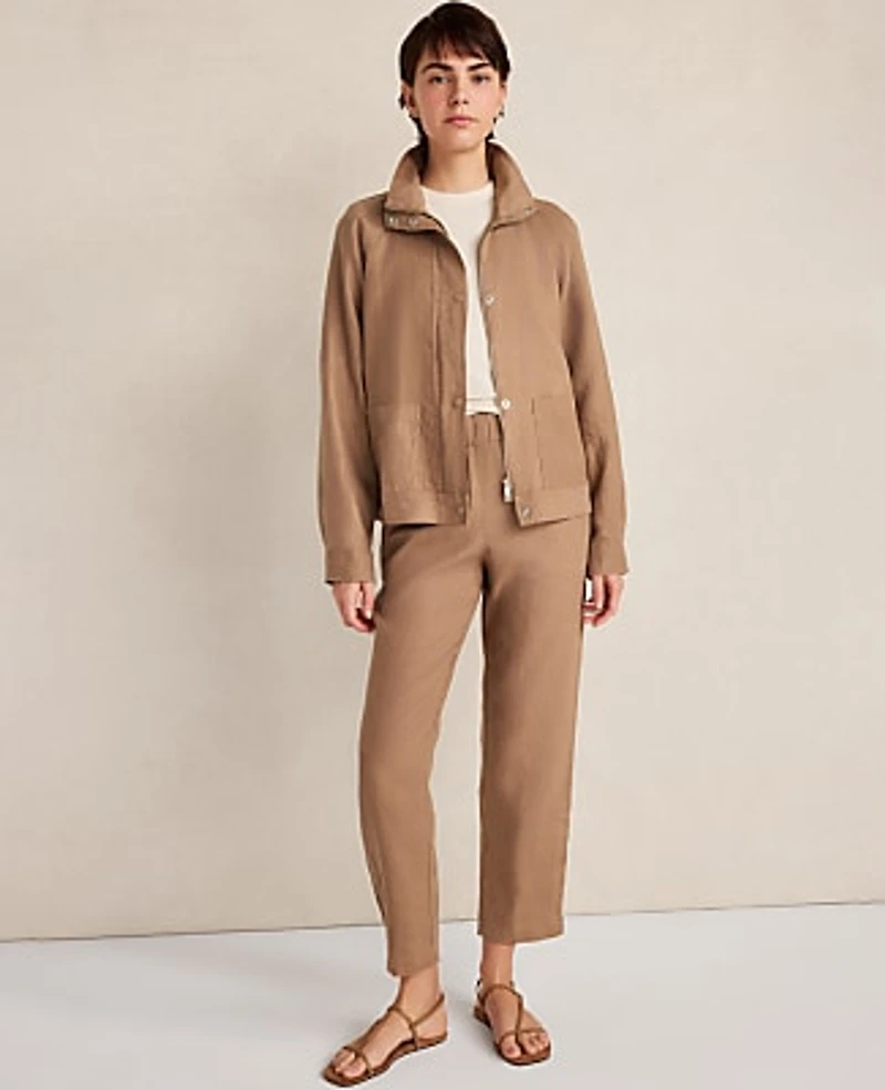 Ann Taylor Haven Well Within Everweave Linen Jacket Classic Acorn Women's