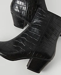 Ann Taylor Croco Tapered Heel Bootie Black Women's