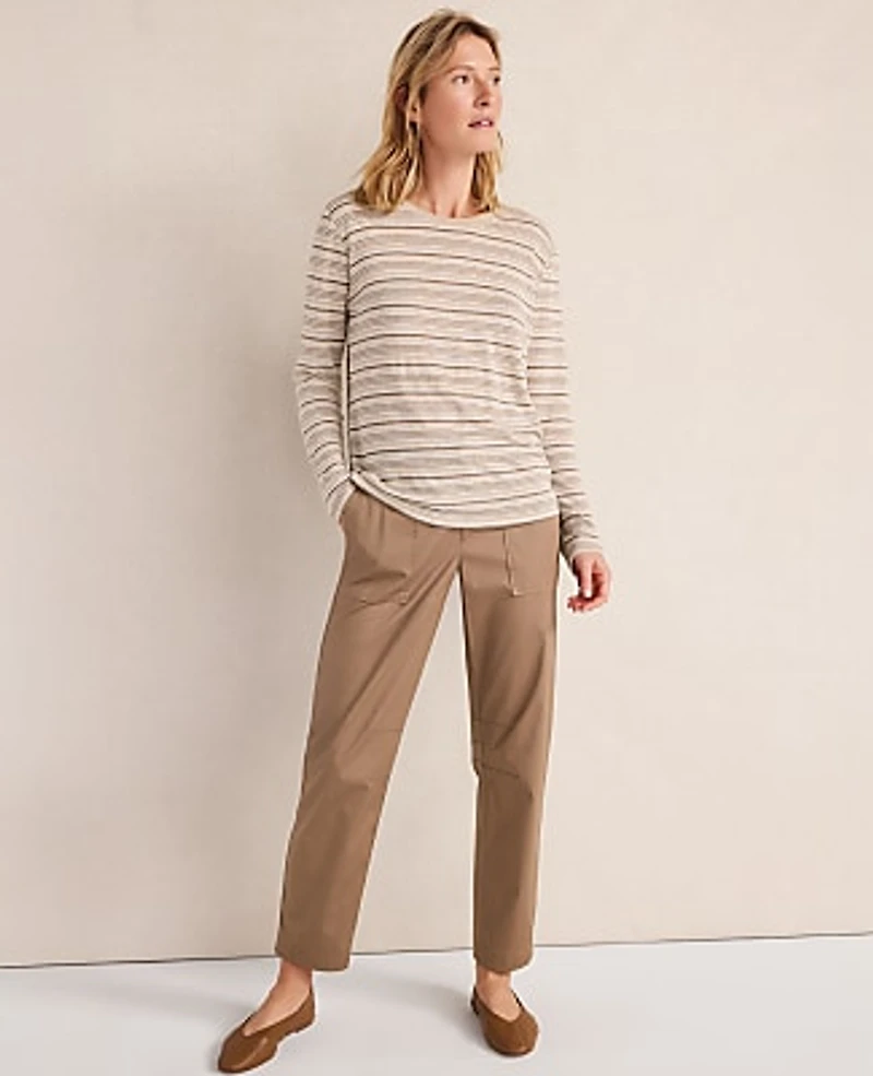 Ann Taylor Haven Well Within Linen Jersey Crewneck T-Shirt Chestnut Brown Women's