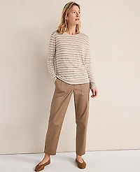 Ann Taylor Haven Well Within Linen Jersey Crewneck T-Shirt Chestnut Brown Women's