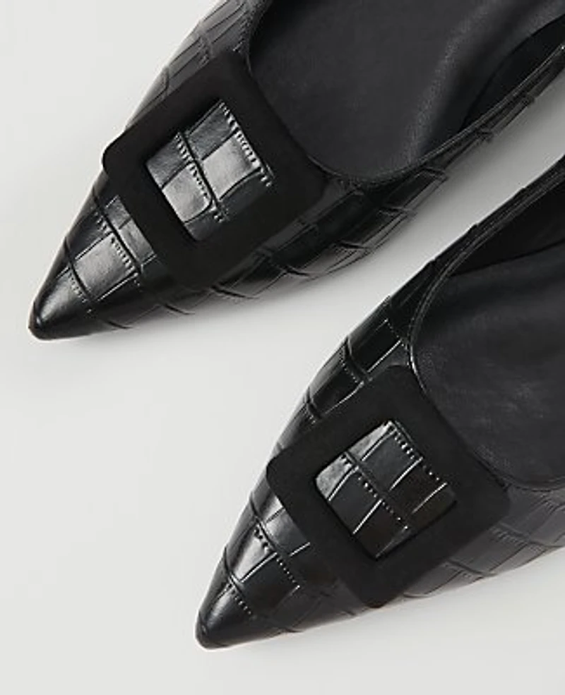 Ann Taylor Croco Buckle Flat Black Women's