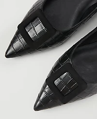 Ann Taylor Croco Buckle Flat Black Women's