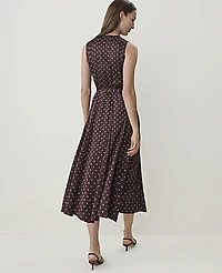 Ann Taylor Geo Print Flare Midi Dress French Mocha Women's