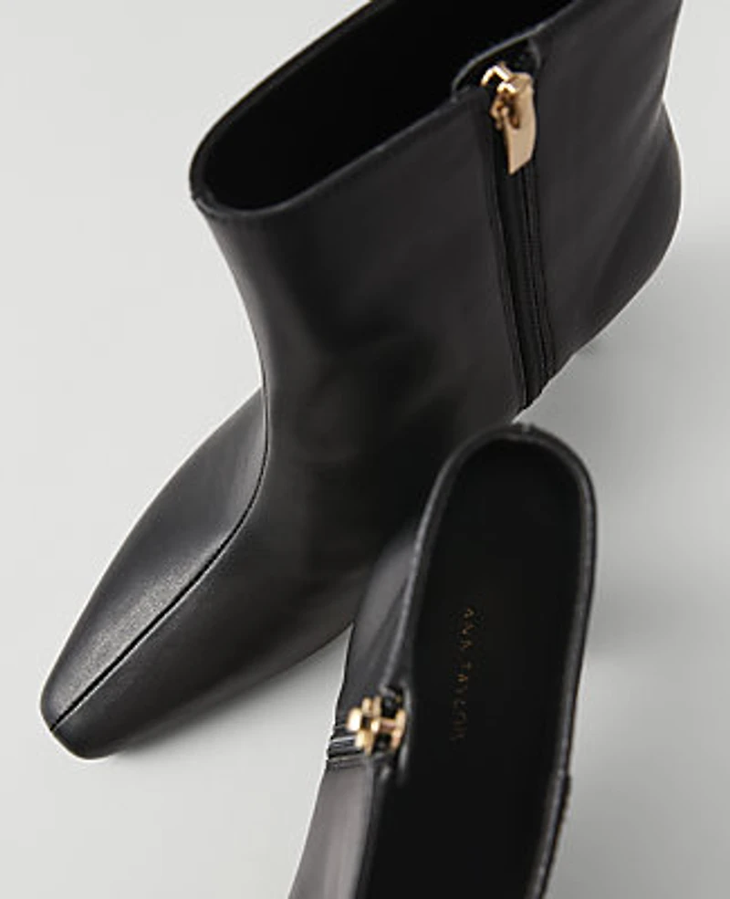 Ann Taylor Leather Skinny Heel Bootie Black Women's