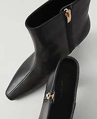 Ann Taylor Leather Skinny Heel Bootie Black Women's