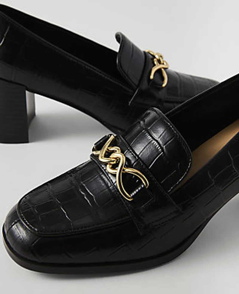 Ann Taylor Croco Loafer Pump Black Women's