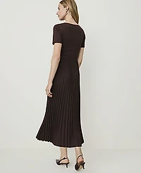 Ann Taylor Belted Pleated Midi Dress French Mocha Women's