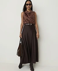 Ann Taylor Animal Print Draped Cowl Neck Top Brown Women's